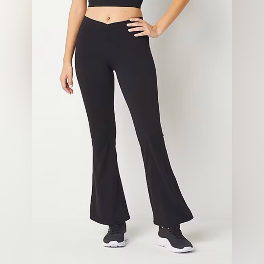 Arizona Juniors Womens Black Mid Rise Active Full Length Flared Leggings XXL
